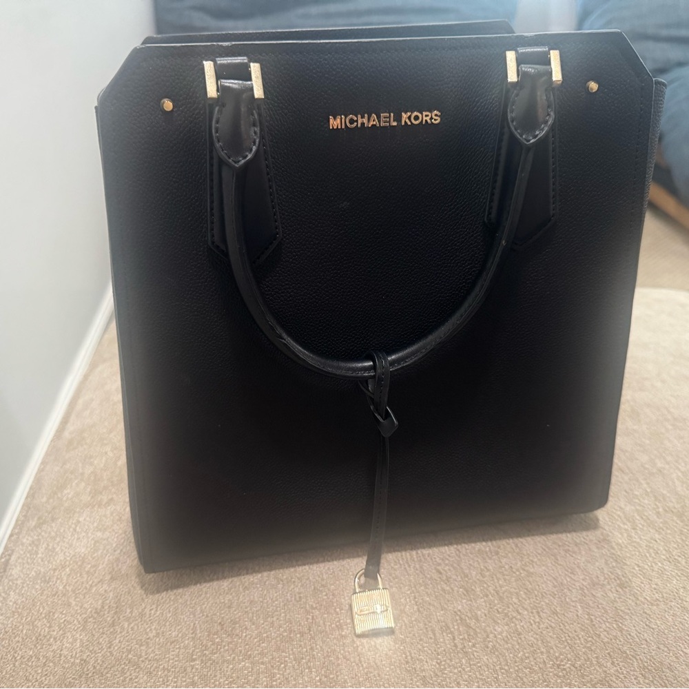 Michael Kors Black Handbag with Gold Details
